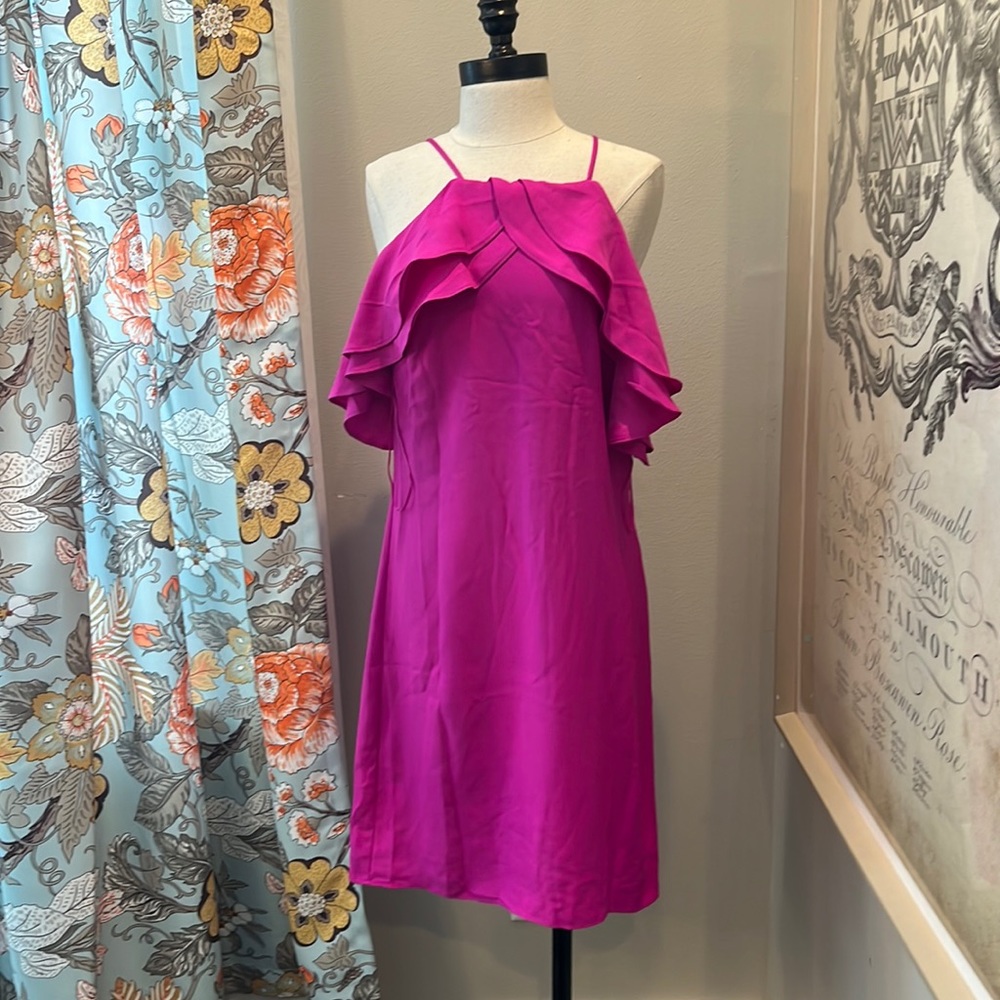 Nicole Miller New York cold shoulder magenta size 6 dress